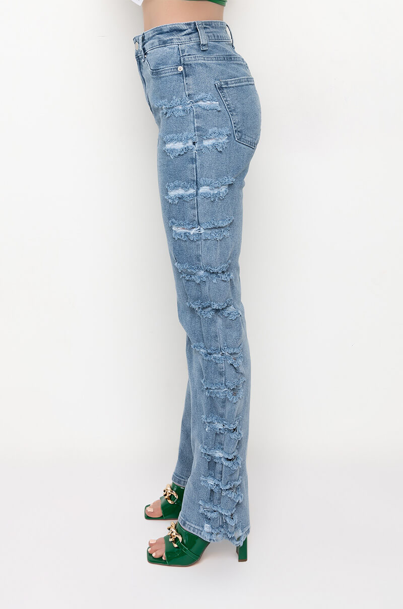 NINA HIGH WAISTED SIDE SLITS WIDE LEG JEANS