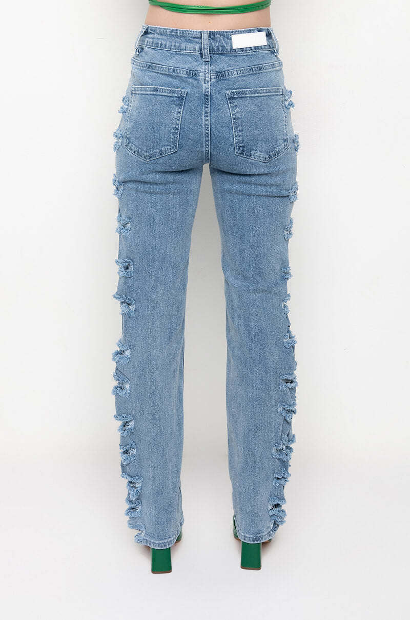 NINA HIGH WAISTED SIDE SLITS WIDE LEG JEANS