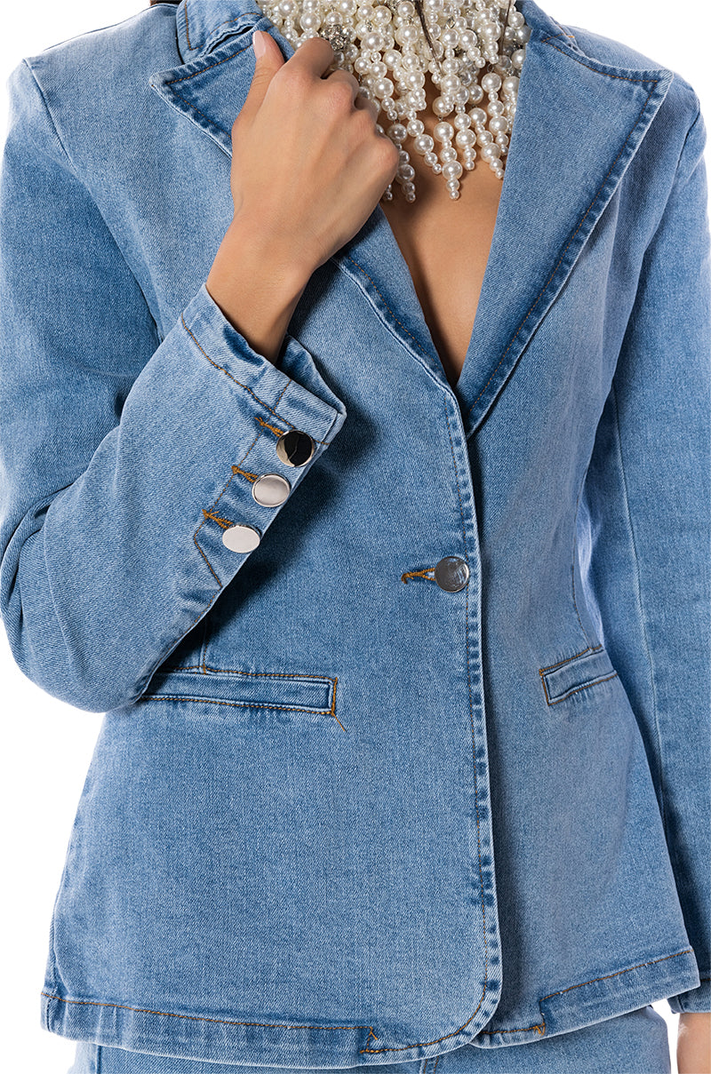 MY BUSINESS DENIM BLAZER