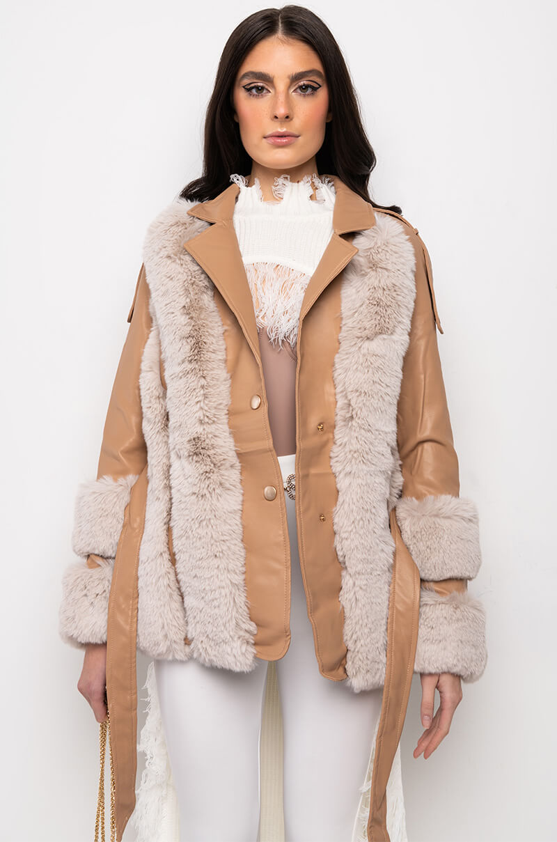NATTY VICE FAUX FUR MOTO JACKET