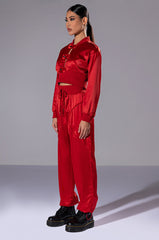 NEVER BORING SATIN DRAWSTRING JOGGER