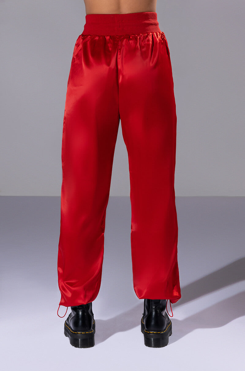 NEVER BORING SATIN DRAWSTRING JOGGER
