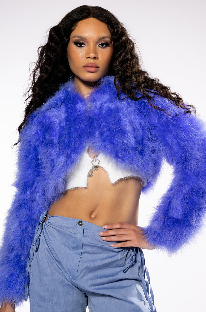 NEW QUINN CROPPED FEATHER JACKET