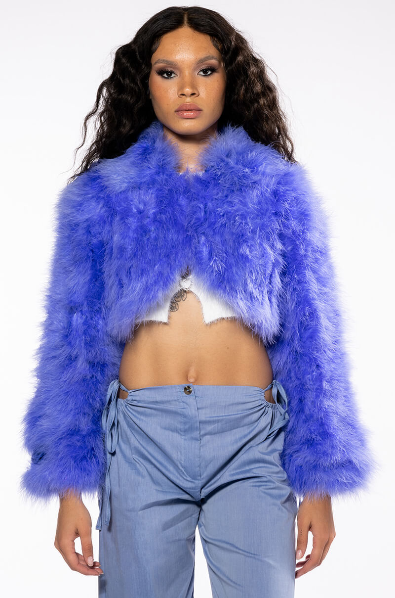 NEW QUINN CROPPED FEATHER JACKET