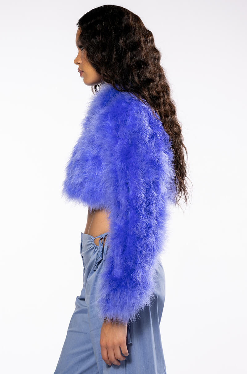 NEW QUINN CROPPED FEATHER JACKET