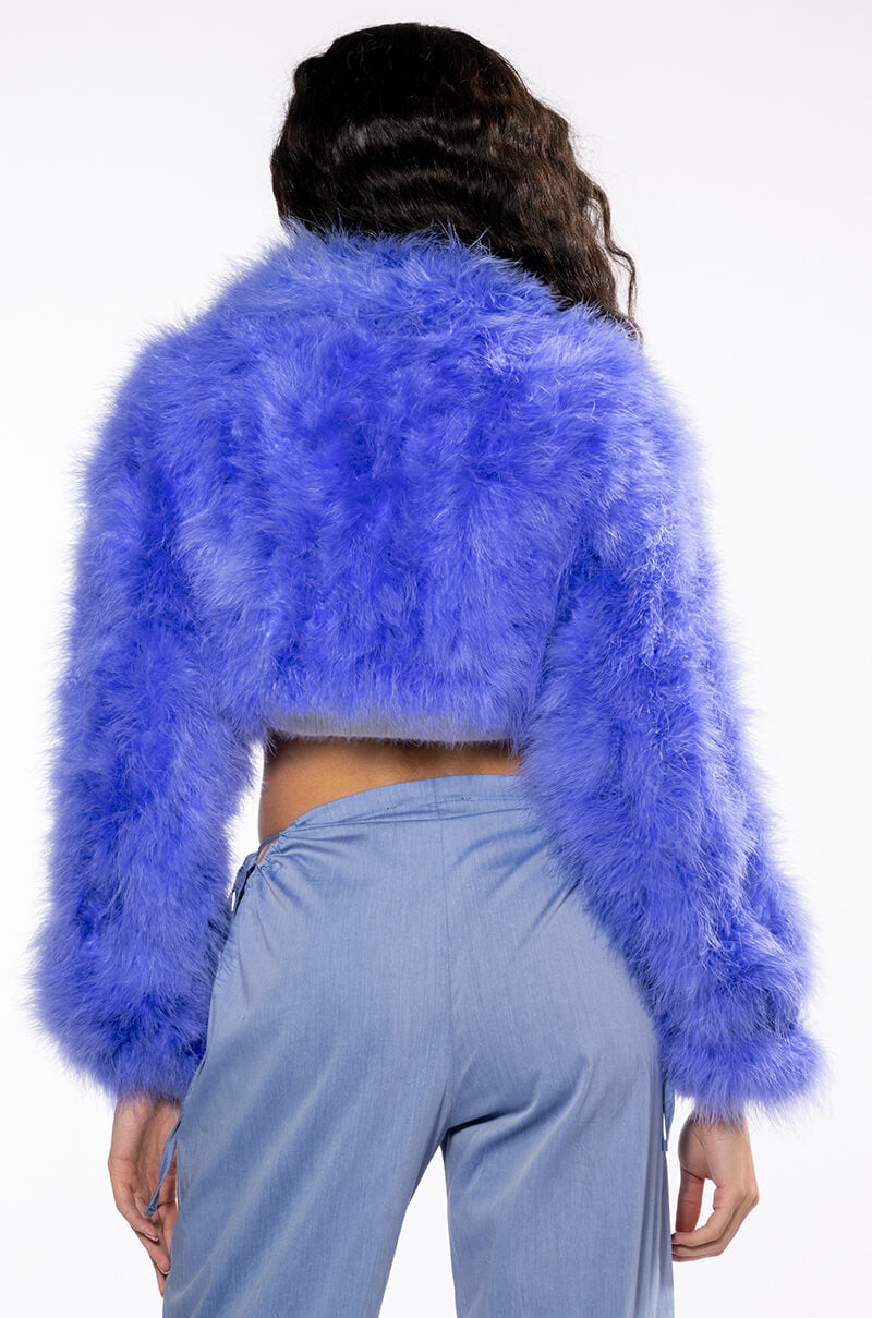 NEW QUINN CROPPED FEATHER JACKET