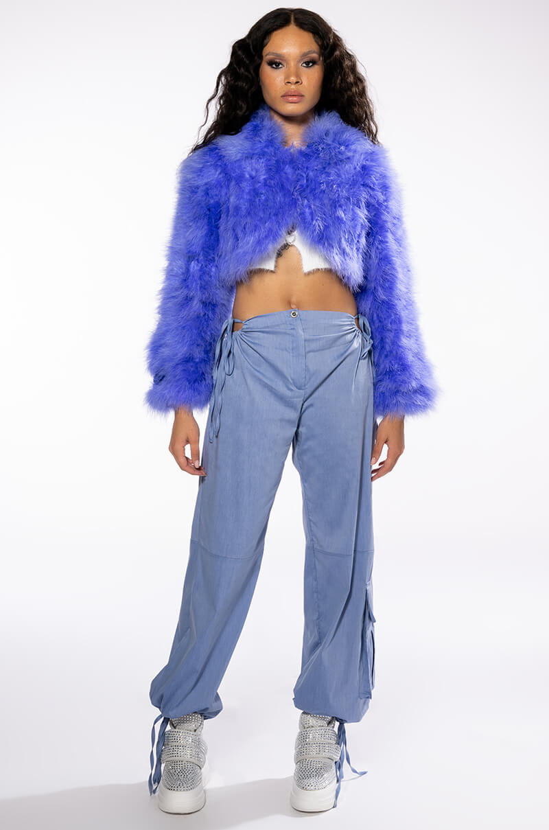 NEW QUINN CROPPED FEATHER JACKET