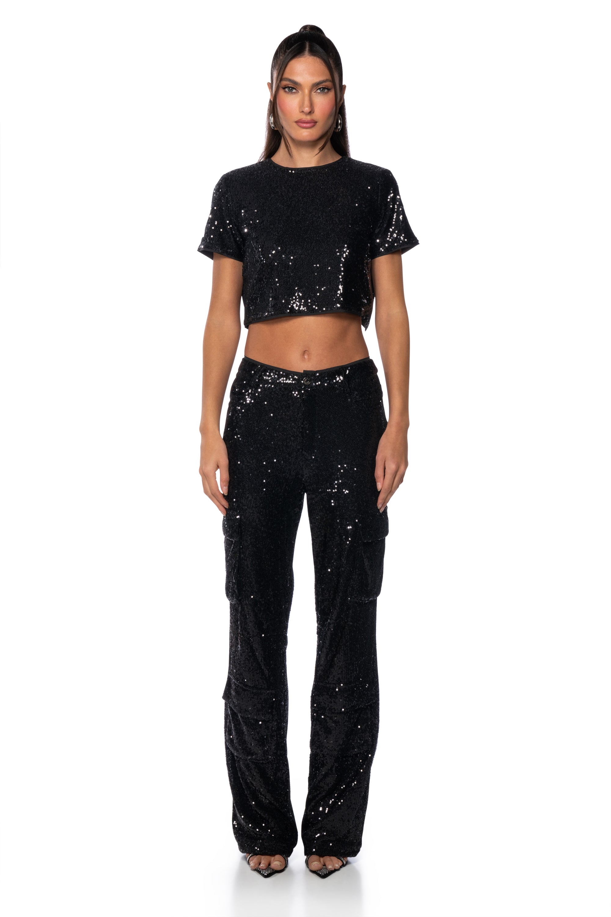 NIGHT OF NIGHTS SEQUIN CARGO PANT