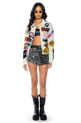 NO NO MULTI PATCH WORK DENIM JACKET