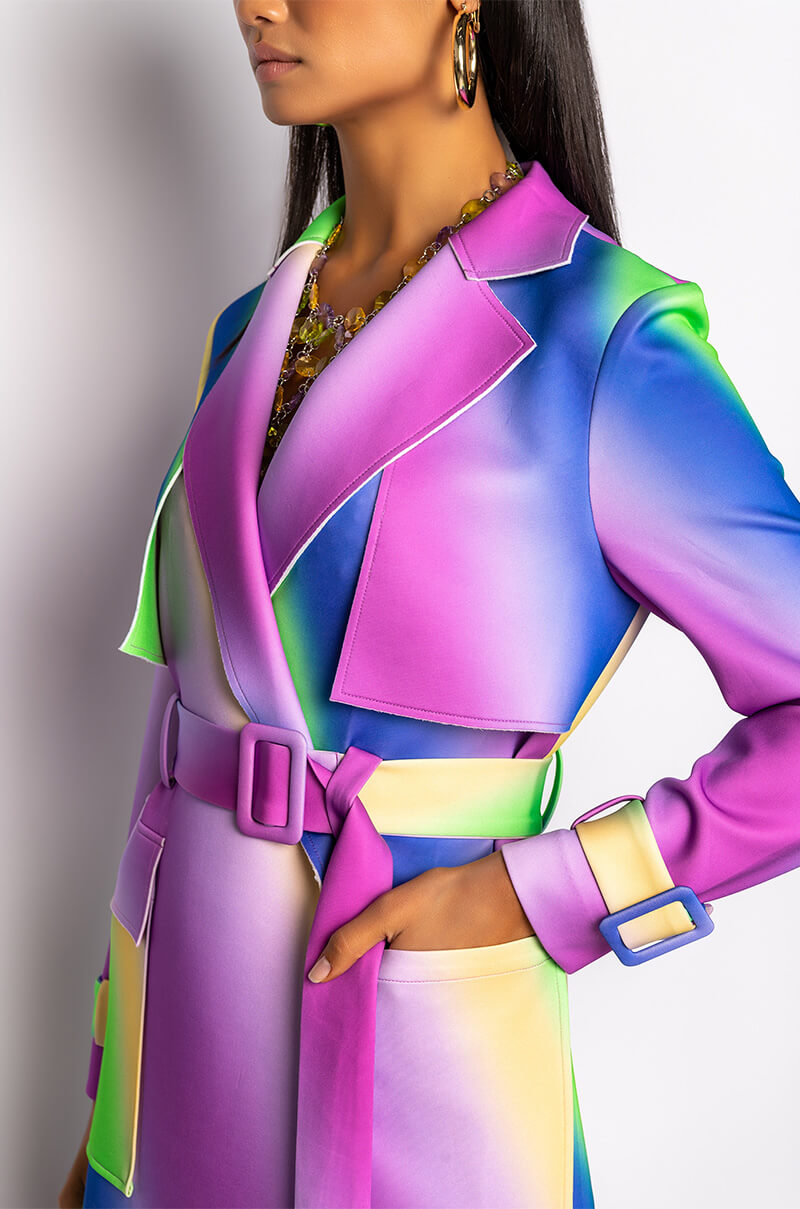 NO PLACE LIKE HOME OMBRE TRENCH JACKET