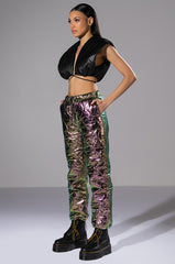 NOT A CARE METALLIC QUILTED PANT