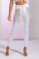 NOTHIN BETTER RHINESTONE POCKET SKINNY JEANS