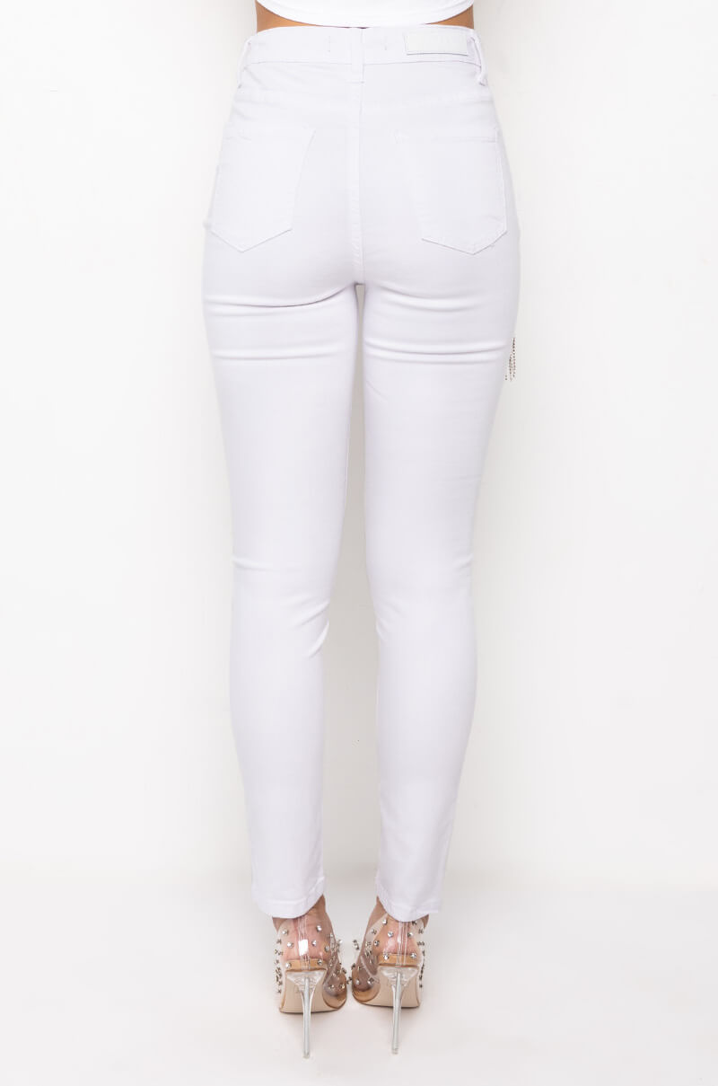 NOTHIN BETTER RHINESTONE POCKET SKINNY JEANS