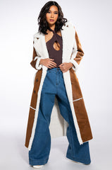 OH NA NA SHEARLING SUEDE TRENCH COAT