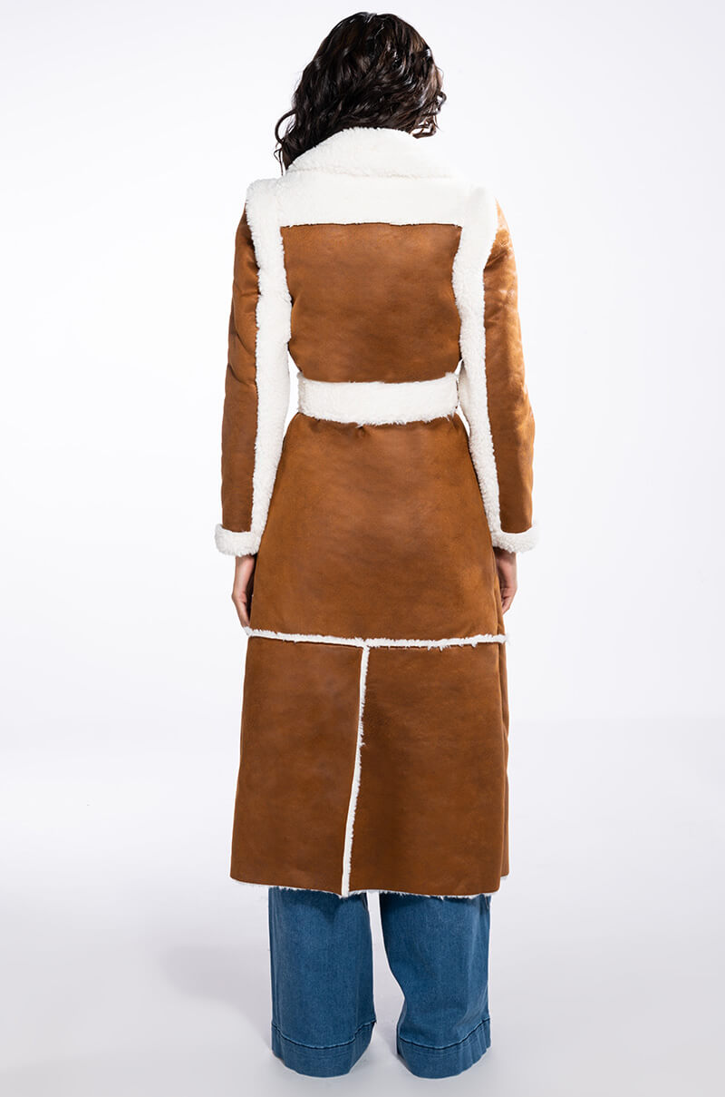 OH NA NA SHEARLING SUEDE TRENCH COAT