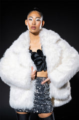 REVERSE OVERSIZED FAUX FUR PUFFER