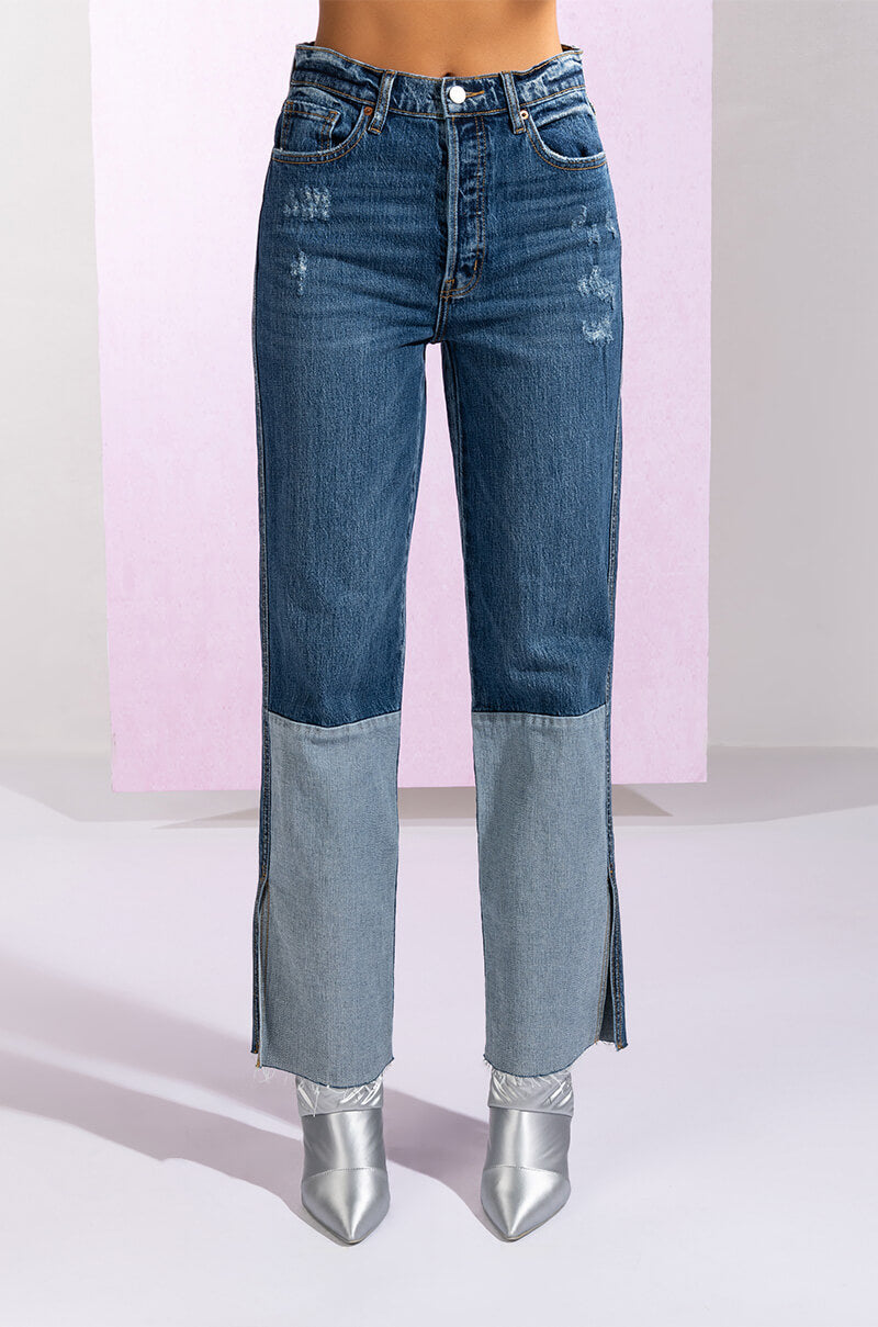 PLAY IT AGAIN HIGH RISE STRAIGHT JEANS