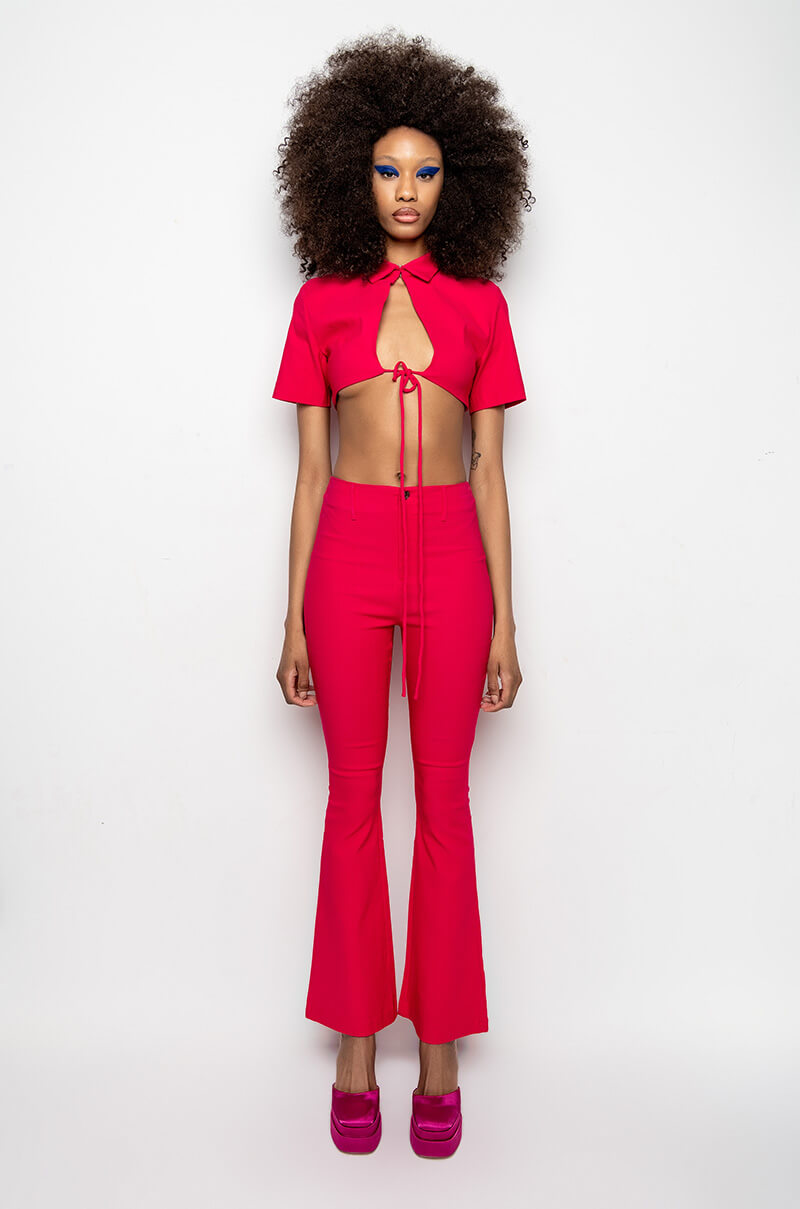 ONE NIGHT ONLY FLARED HIGH RISE TROUSER