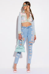 ONE TWO STEP MULTI COLOR DENIM JACKET