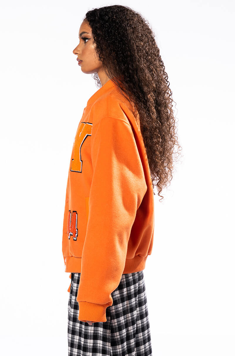 ORANGE YOU HAPPY VARSITY BOMBER