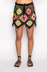 PACK YOUR BAGS RHINESTONE TRIM CROCHET SHORTS