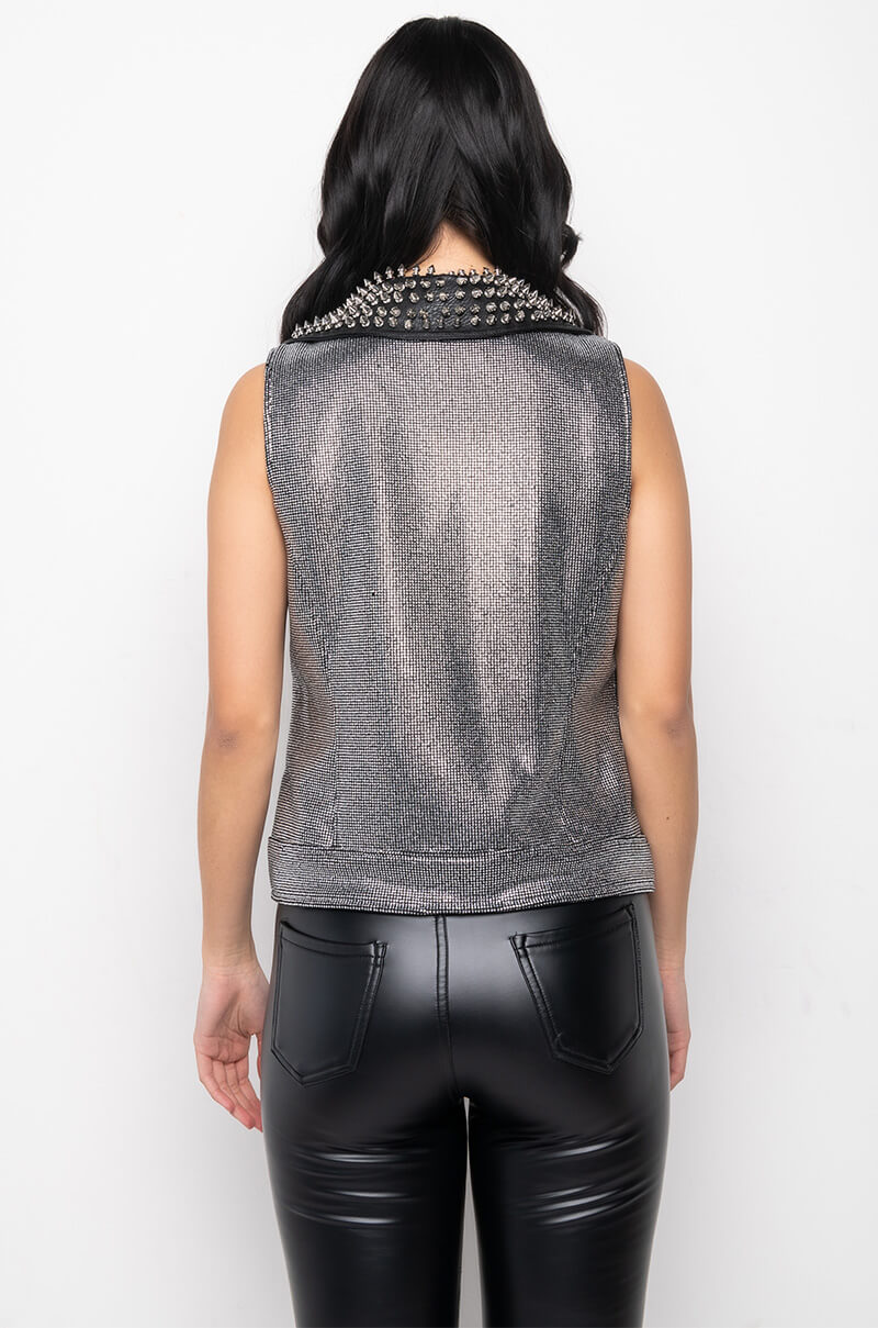 PARTY AND BULLSHIT STUDDED MOTO VEST