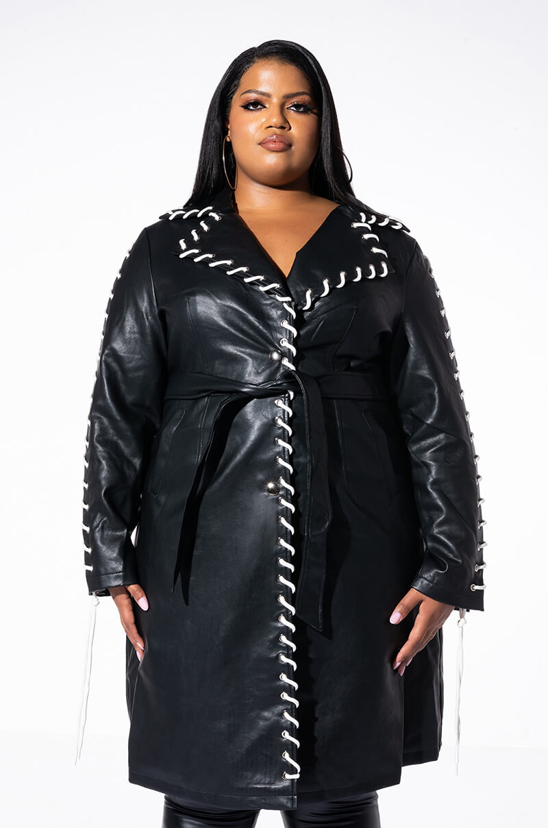 PLUS ALL THE SMALL THINGS PU TRENCH WITH LACE UP