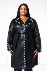 PLUS ALL THE SMALL THINGS PU TRENCH WITH LACE UP