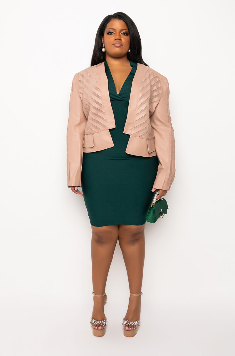 PLUS COME A LITTLE CLOSER MESH PLEATHER PLUS JACKET