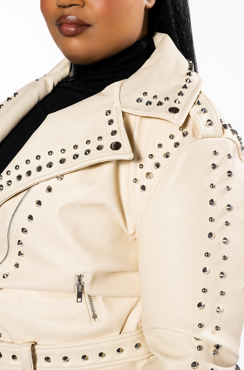 PLUS AZALEA WANG SUMMER SET STUDDED MOTO JACKET