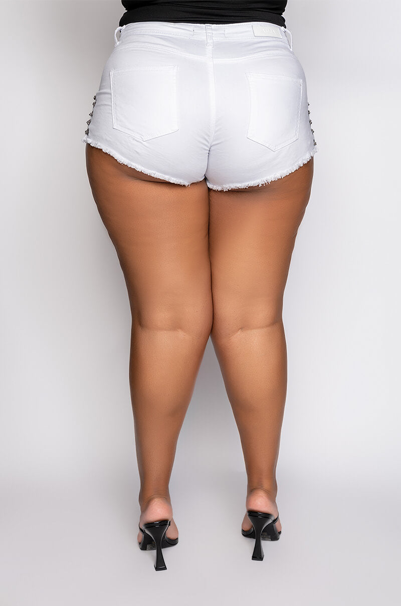 PLUS CATHERINE CHAIN DENIM SHORTS