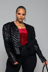 COME A LITTLE CLOSER MESH PLEATHER PLUS JACKET