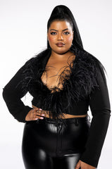 PLUS COME ON BABY FEATHER CROP BLAZER