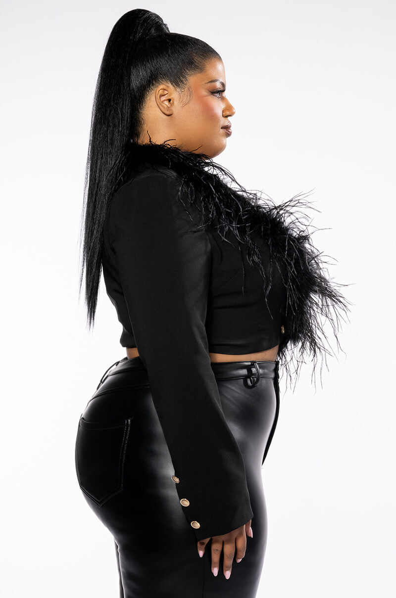 PLUS COME ON BABY FEATHER CROP BLAZER