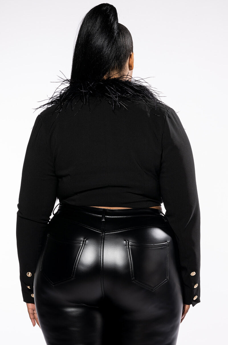 PLUS COME ON BABY FEATHER CROP BLAZER