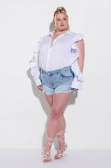 PLUS FLEX-FIT HIGH WAISTED SUPER STRETCHY DENIM SHORTS