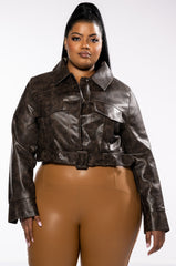 PLUS SOFT CROC MOTO JACKET