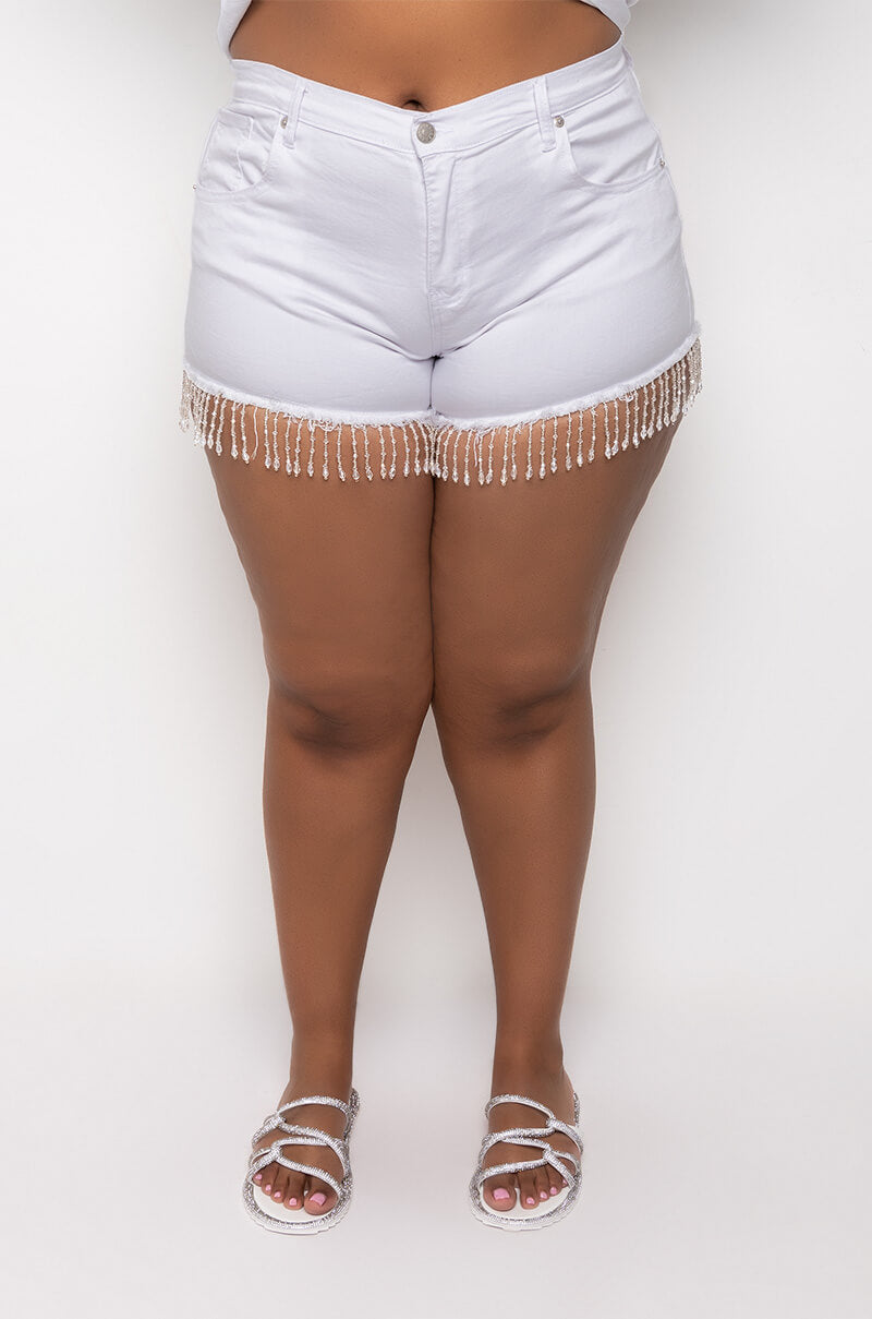 PLUS THROUGH MY EYES HIGH WAISTED DENIM SHORTS