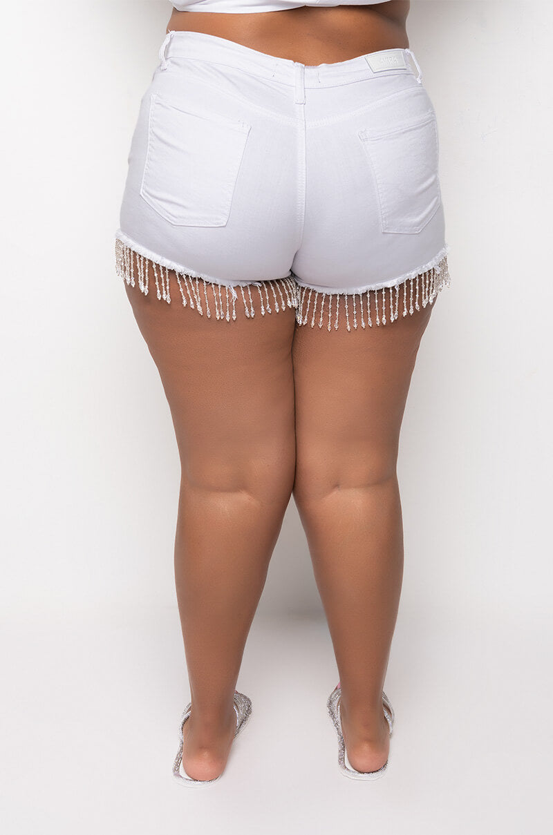 PLUS THROUGH MY EYES HIGH WAISTED DENIM SHORTS