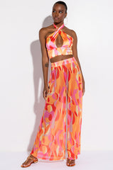 PSYCHEDELIC WIDE LEG MESH PANT