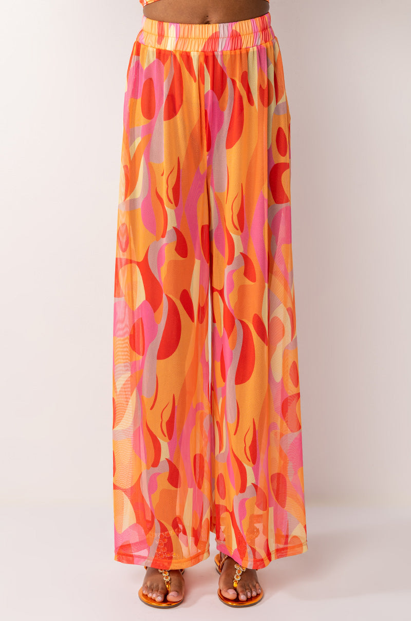 PSYCHEDELIC WIDE LEG MESH PANT