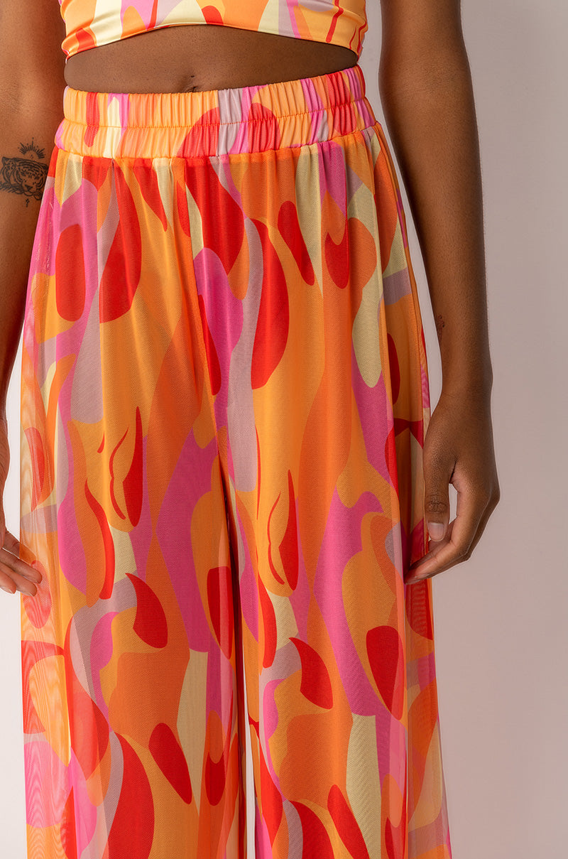 PSYCHEDELIC WIDE LEG MESH PANT