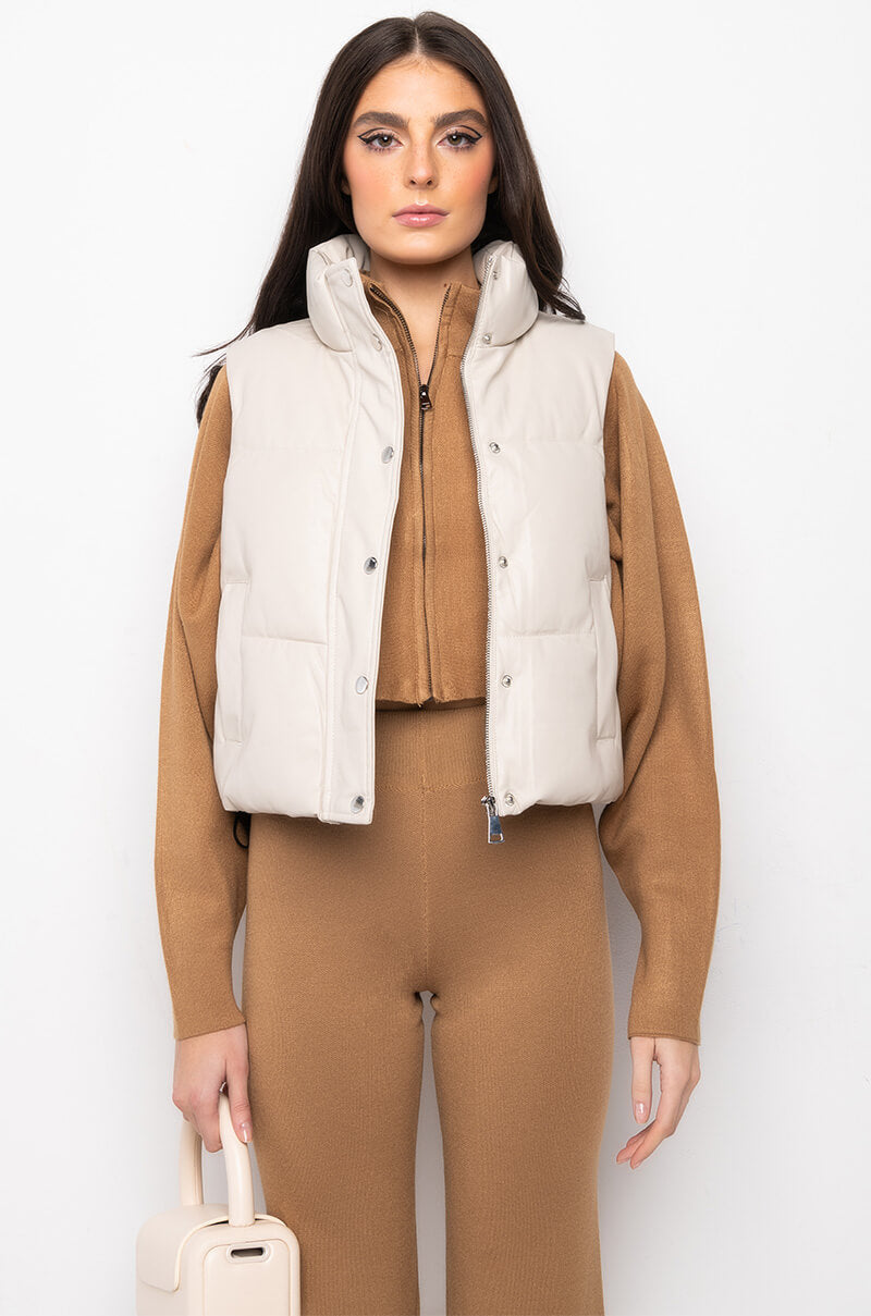 QUIT PLAYING PU PADDED PUFFER VEST