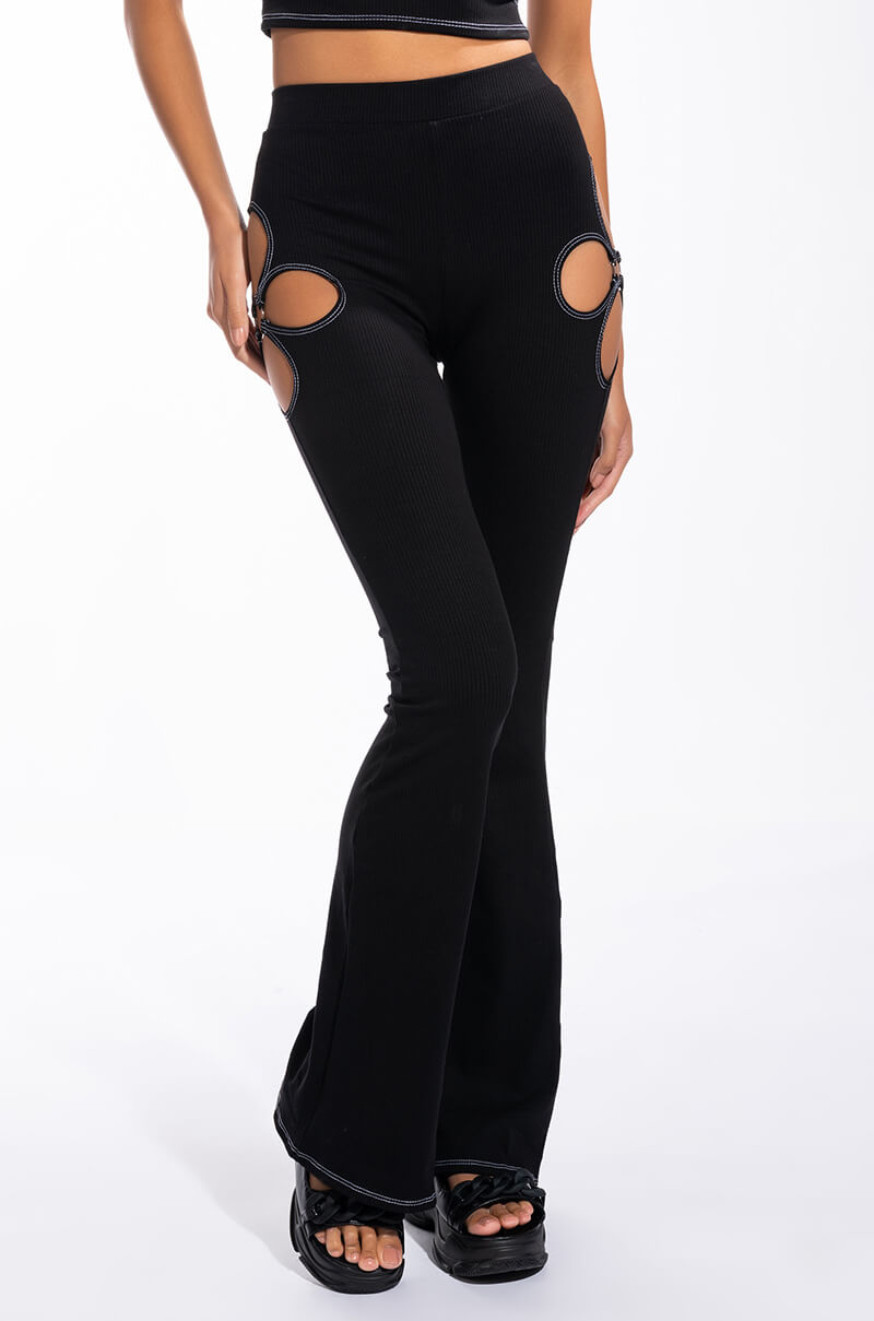KYLIE CUT OUT RIBBED PANT