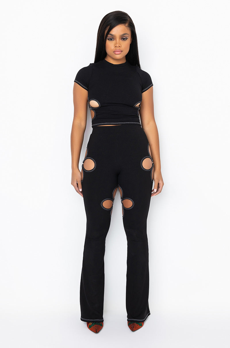 KYLIE CUT OUT RIBBED PANT