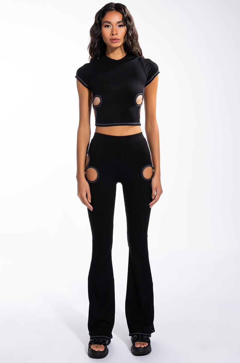 KYLIE CUT OUT RIBBED PANT