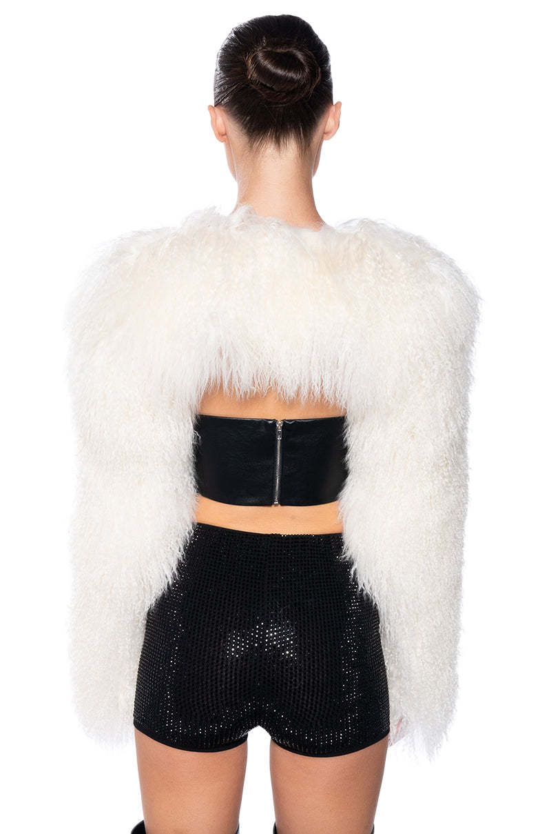 REAL MONGOLIAN FUR BOLERO JACKET