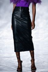 REAL TALK FAUX LEATHER MIDI SKIRT