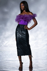 REAL TALK FAUX LEATHER MIDI SKIRT