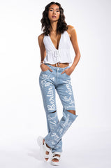 REPRESENT HIGH RISE STRAIGHT LEG JEAN